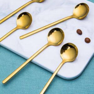 IZELOKAY 6.7 Inches 304 Stainless Steel Mixing Spoons, Stirring Spoons, Tea Spoons, Gold Teaspoons, Ice Tea Spoons, Set of 2 (Gold)