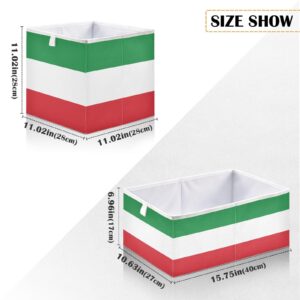 Italian Flag Cube Storage Bin,Large Collapsible Organizer Storage Basket for Home Décor 11 x 11 x 11 in