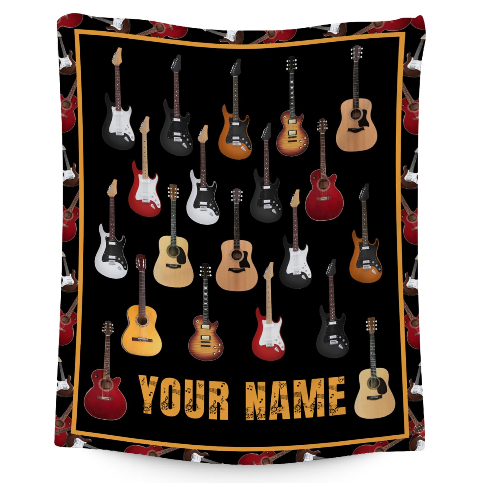 Mercuryelf Custom Guitar Throw Blanket - Soft, Fuzzy & Warm - 40x50 Inches Flannel Blankets for Travel, Office - Black Vintage Throws Gift for Kids