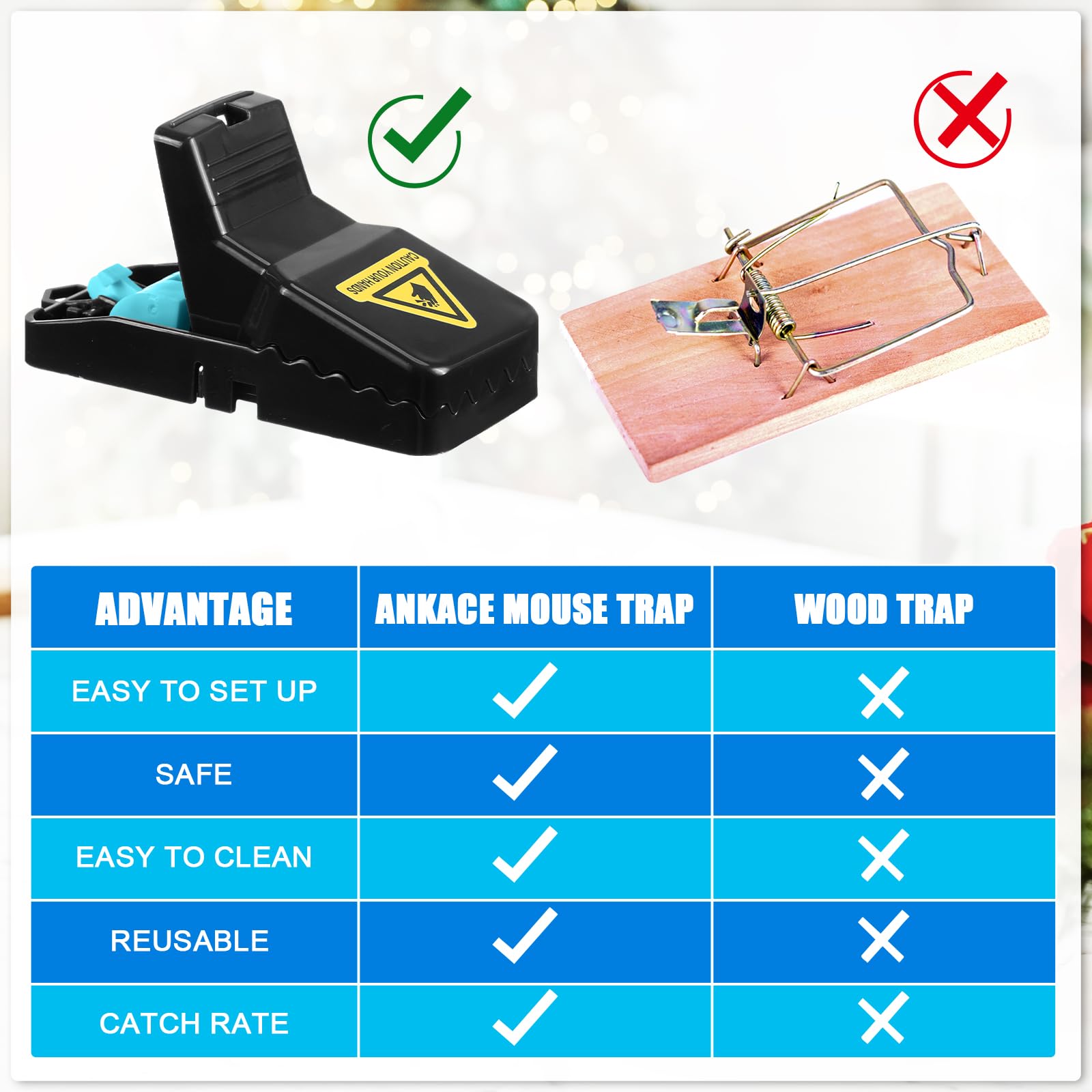 Kittmip Mouse Traps for House Indoor Outdoor, Small Mice Traps Reusable Mousetrap Quick Effective Mouse Catcher for Home Garage(6 Pcs)