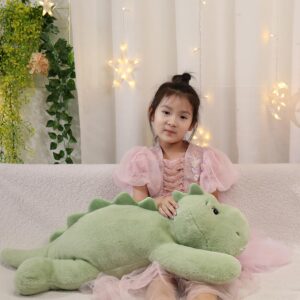 XMV 31 inch 5 lbs Dinosaur Weighted Stuffed Animals, Large Weighted Plush Animal, Cute Plush Toy Pillow, Soft Dino Plushie Gifts for Adults, Kids, Boys and Girls (Green)