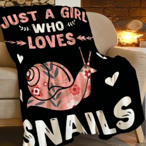 Snail Blanket Cozy Plush Just A Girl Who Loves Snails Throw Blanket Flannel Fleece Ultra Soft Fuzzy Party Blankets Gifts for Adult Kids Boys Girls Women Men 50"X40"