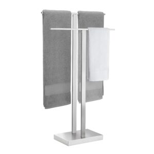 kes freestanding towel rack for bathroom, floor towel racks for bathroom with weighted base 2-tier, double bath towel holder 18/8 stainless steel brushed finish, bth231-2