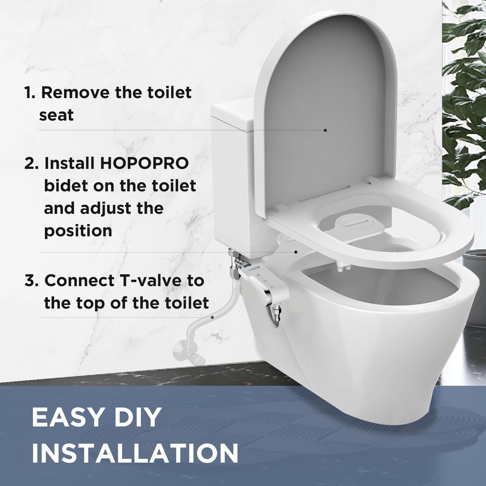 HOPOPRO Bidet Attachment for Toilet, Non-Electric Bidet Ultra-Slim Dual Nozzle (Feminine/Rear Wash), Fresh Cold Water Sprayer Bidets for Existing Toilets with Adjustable Pressure Control 1-Min Install