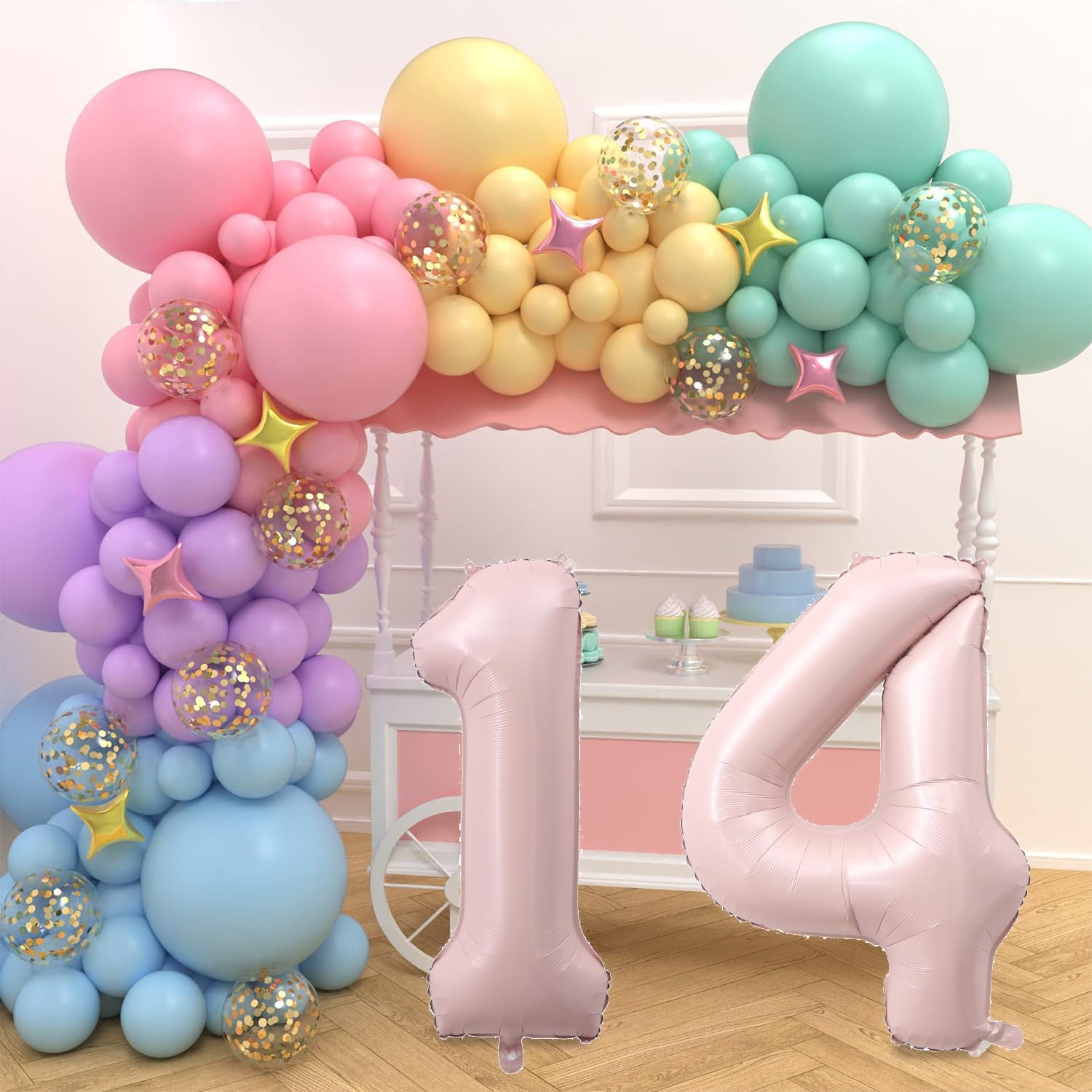 YFHVJTKO 40 Inch Number 12 Foil Balloons 12th Celebration Decorations for Happy 12th Birthday Party Wedding Bridal Shower Engagement Photo Shoot Anniversary Decoration, Number 12 Baby pink Balloon