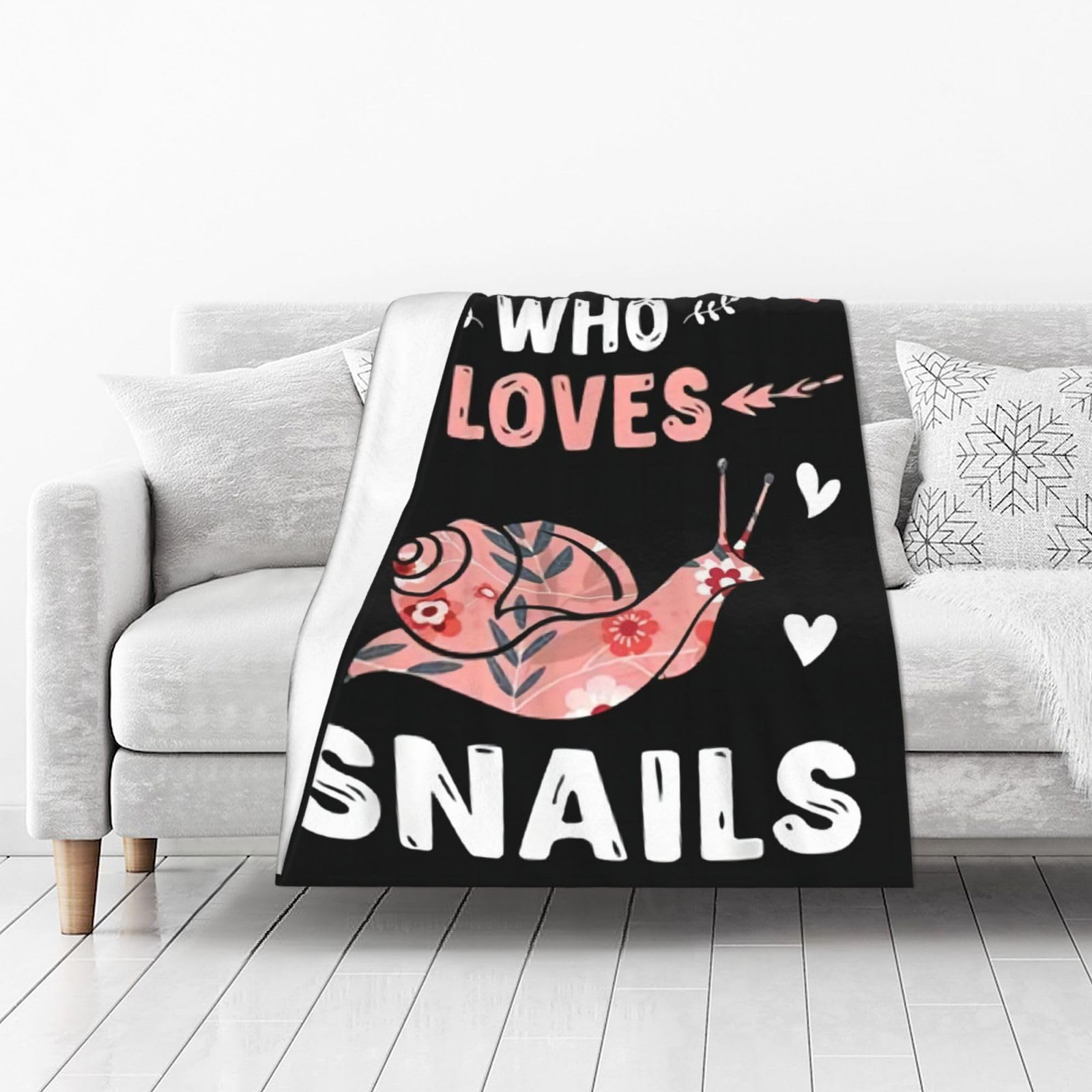 Snail Blanket Cozy Plush Just A Girl Who Loves Snails Throw Blanket Flannel Fleece Ultra Soft Fuzzy Party Blankets Gifts for Adult Kids Boys Girls Women Men 50"X40"