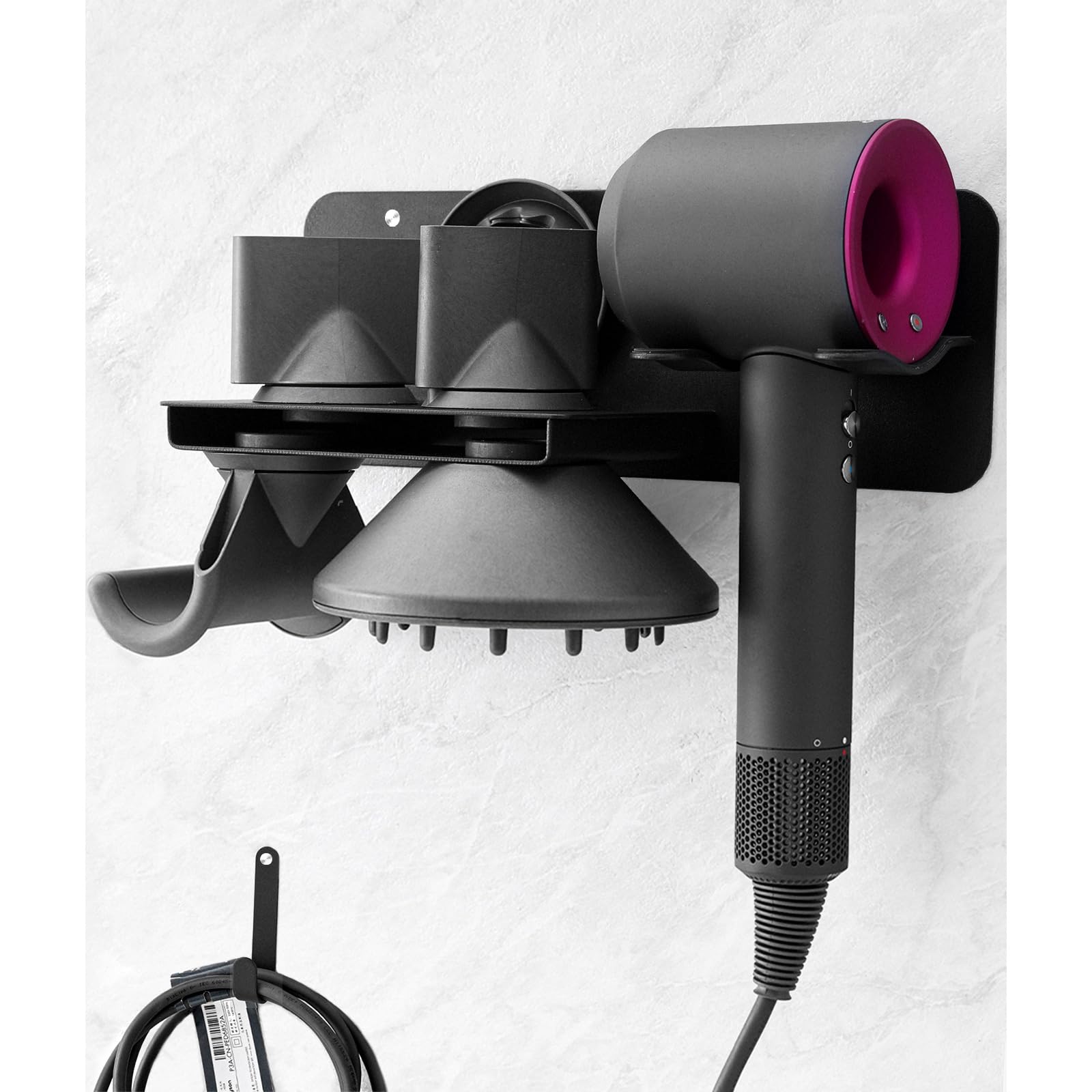 Hair Dryer Holder Wall Mount for Dyson Supersonic Airwrap Hair Dryer, Metal Blow Dryer Stand Attachments Storage for Bathroom and Salon, Black