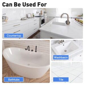 Tub and Tile Paint, Tub and Tile Refinishing Kit with Hardener, Tile Paint and Tub Refinishing Kit Bathtub Paint Water Based &Low Odor, Sink Paint for Bathroom Kitchen, Semi-Gloss White, 25-30sq.ft