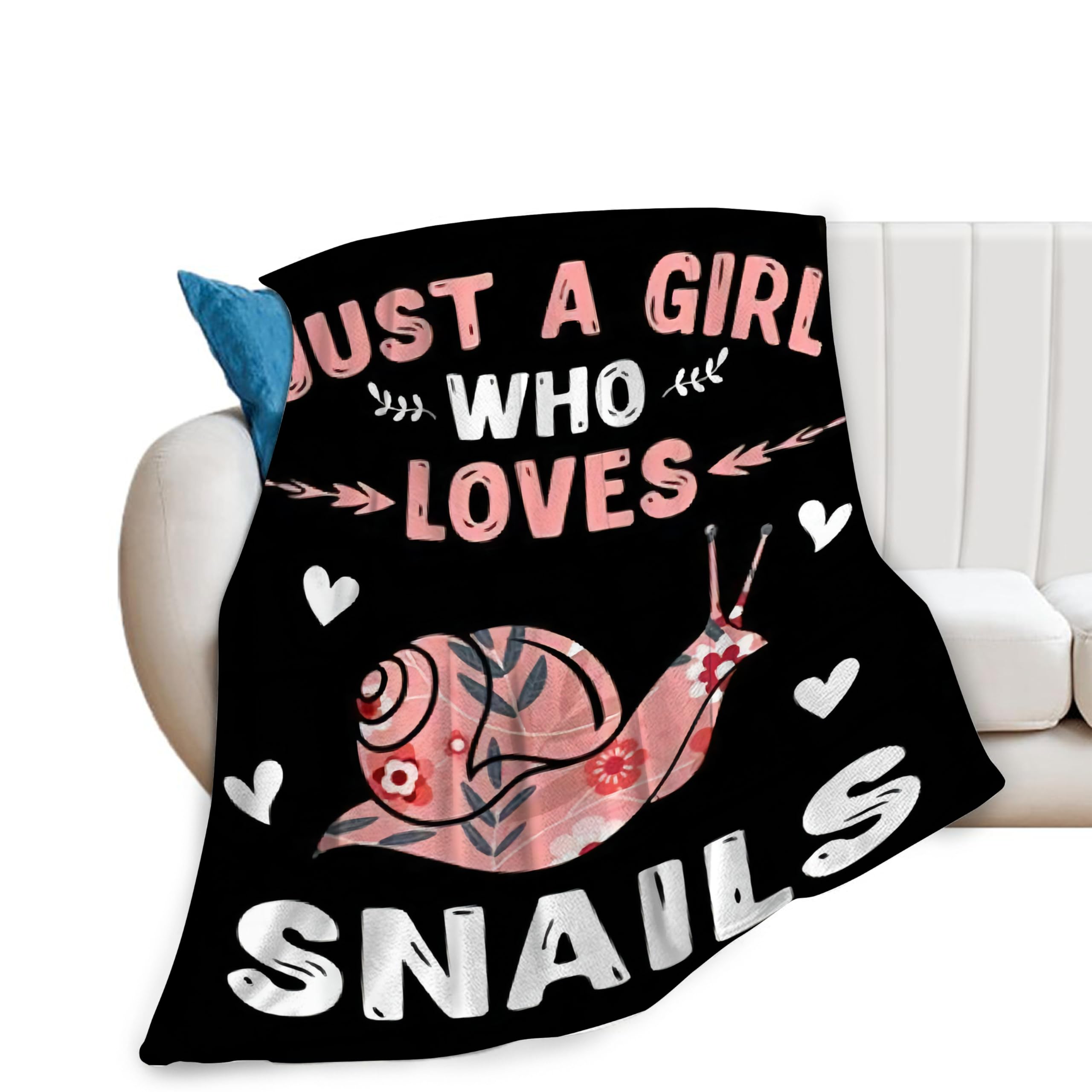 Snail Blanket Cozy Plush Just A Girl Who Loves Snails Throw Blanket Flannel Fleece Ultra Soft Fuzzy Party Blankets Gifts for Adult Kids Boys Girls Women Men 50"X40"