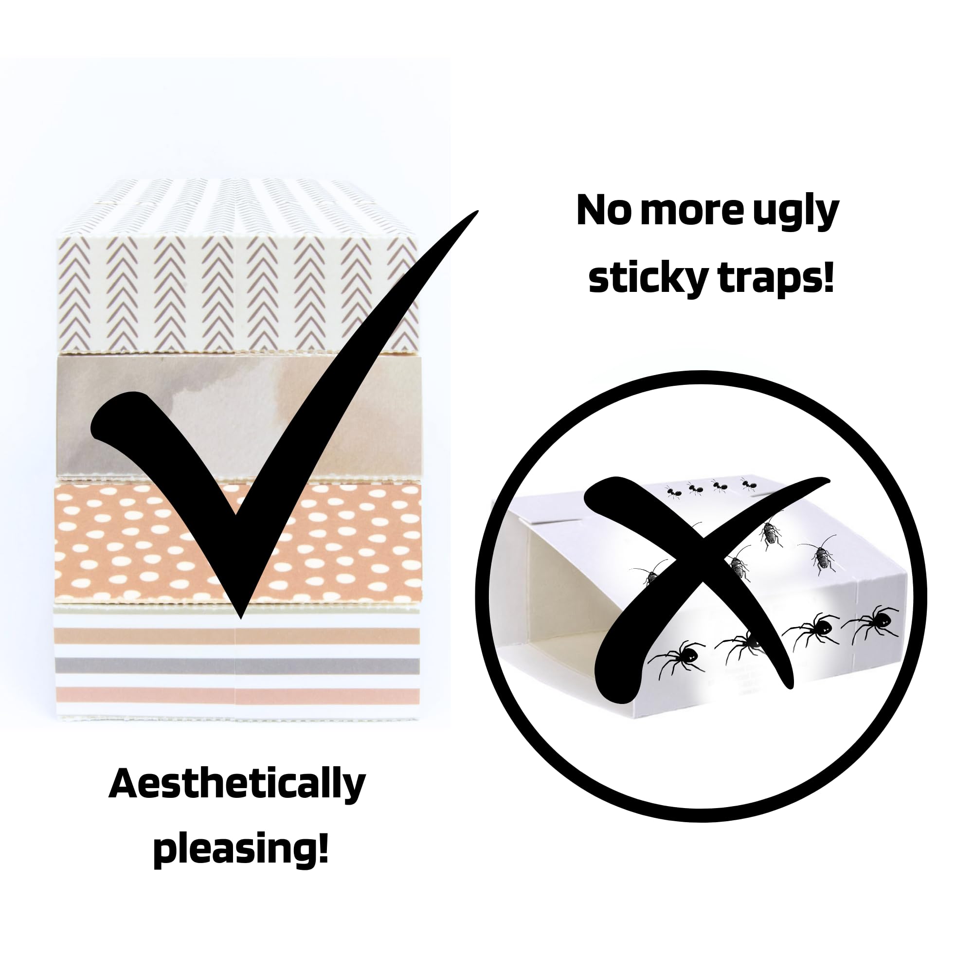 Insect Sticky Traps “BUG beds” Decorative Glue Pads, Aesthetic, Non-Toxic, Indoor, Pest Control- Mouse, Spider, Bed Bug, Cockroach, Brown Recluse, Cricket, Grasshopper, Gecko, Beetle, Scorpion