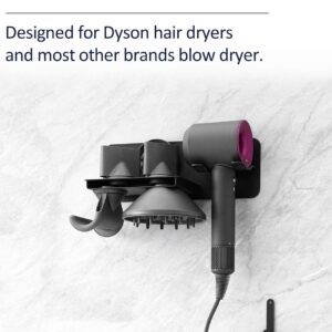 Hair Dryer Holder Wall Mount for Dyson Supersonic Airwrap Hair Dryer, Metal Blow Dryer Stand Attachments Storage for Bathroom and Salon, Black