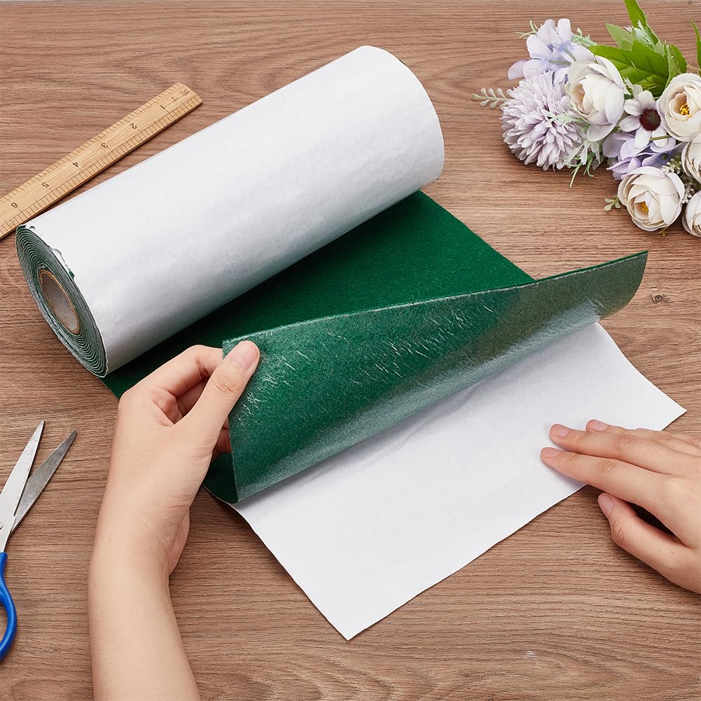 BENECREAT 13 Feet Green Self Adhesive Felt Fabric 10 x 157 Inch Large Felt Fabric Roll Shelf Liner for DIY Costume Making Jewelry Box Drawer Liner Scrapbooking Silhouette