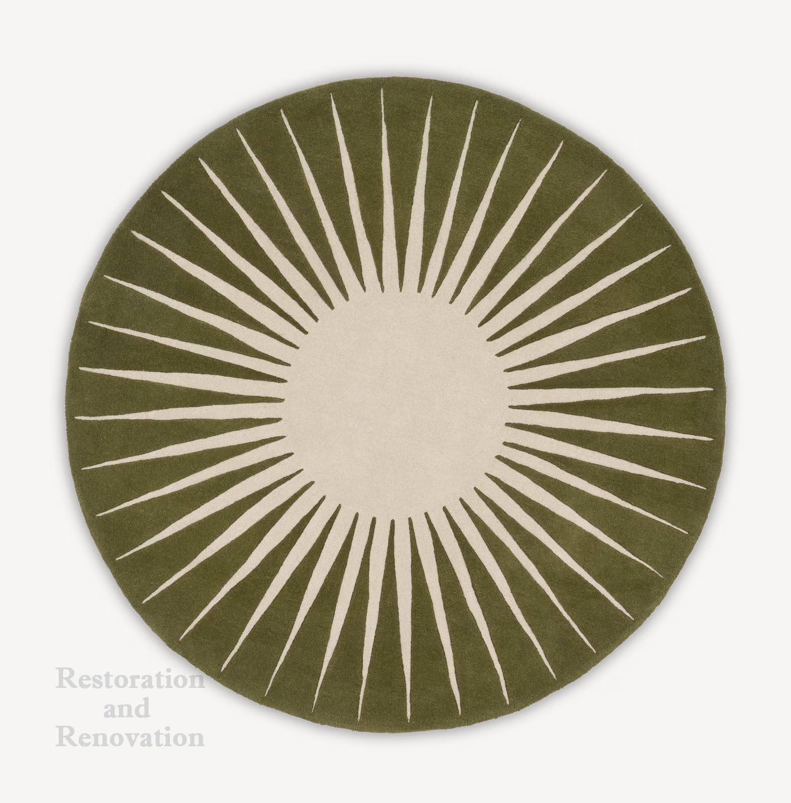 Restoration and Renovation Modern Round Area Rug – Hand-Tufted with 100% NZ Wool, Thick & Soft Circular Carpet for Living Room, Bedroom & Dining Room Decor (4' Round, Moss Green)