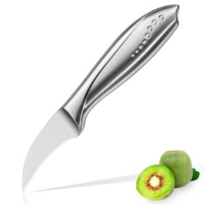 wellstar 2.5 inch birds beak paring knife, sharp high carbon stainless steel curved blade for fruit and vegetable peeling garnishing cutting – silver