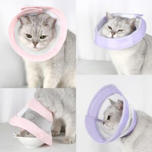 QIYADIN Soft Cat Cone, Adjustable Cat Recovery Collar After Surgery, Breathable E-Collar for Cats and Dogs, Pet Elizabethan Collar to Stop Licking and Scratching Wounds