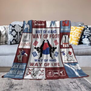 Taekwondo Blanket Korea Gifts for Girls Boys Kids Woman Sport Throw Blankets Soft Blanket Warm Fleece Flannel Plush Blankets for Bed Sofa Couch 40"x50"