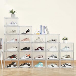 Shoe Boxes Clear Plastic Stackable Acrylic Sneaker Shoe Display Case Transparent Display Case Clear Storage Bins With Lids Acrylic Boxes for Display Shoe Organizer Containers