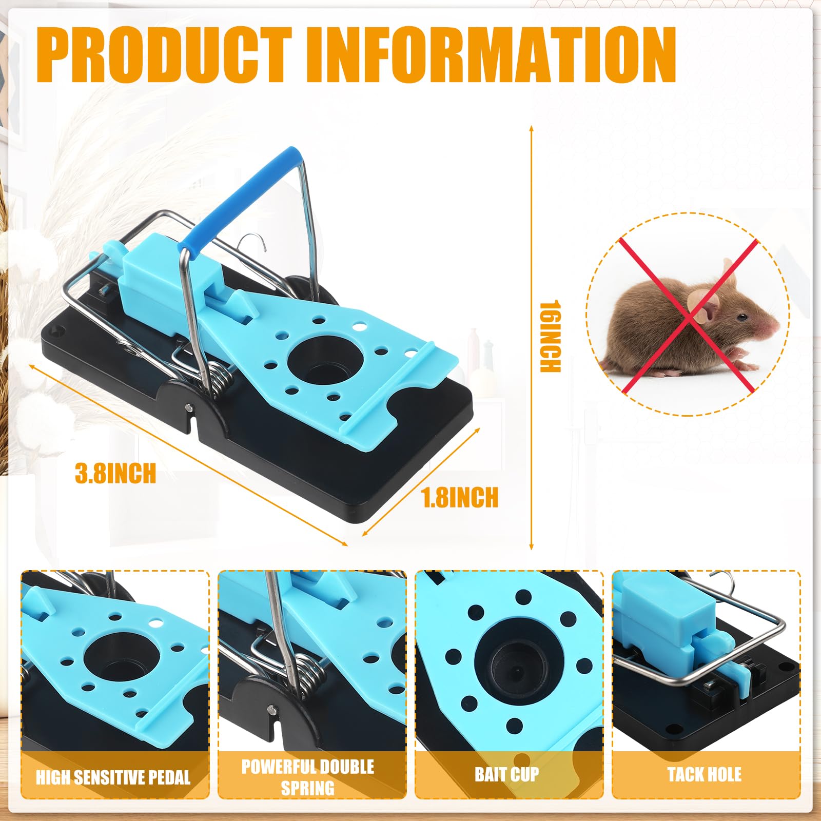 Kittmip 6 Pcs Mouse Traps Plastic Mice Trap House with Blue Detachable Quick Sensitive Effective Mouse Trap Safe Mice Traps Reusable Sanitary Mice Traps for House, Garage, Outside