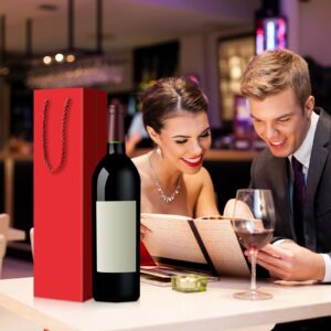 Fulmoon 80 Pack Wine Gift Bag Wine Bags Bulk Wine Bottle Gift Bags Reusable Wine Bottle Bags for Gifts Paper Bag with Handles for Valentine's Day Shopping Wedding Dinner 3.7 x 3.5 x 14 Inch(Red)