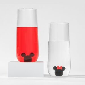 JoyJolt Disney Mickey Mouse, Icon Highball Glass 2pc Glass Drinking Glasses. 14oz Tall Glasses for Drinks. Cocktail Glasses, Disney Glassware, Disney Gifts, Disney Collectibles for Adults