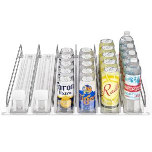 minicloss drink organizer for fridge,fridge organization,soda can organizer,spring loaded beverage storage (6 row, white)