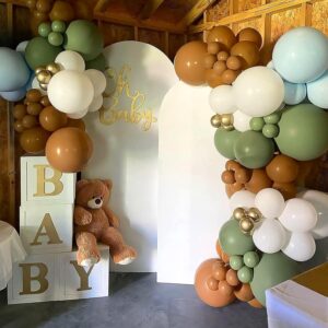 Baby Shower Decoration 11.8inch Balloon Box, DIY 4pcs White Baby Boxes with 30 Letters, Centerpieces Party Favors for Baby Girl Boy Birthday Gender Reveal Backdrop (White Box With Golden Letters)