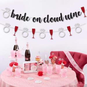 20PCS Bride On Cloud Wine Banner, Bachelorette Party Decoration, Wedding Bride Garland, Bridal Shower Decorations, Wine Theme Funny Sign