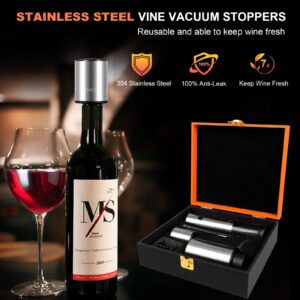 Bsteciar Rechargeable Electric Wine Openers Set,Cordless One-click Automatic Electric Wine Bottle Opener,Aerator, Vacuum Stoppers, Foil Cutter and Bottle Opener for Home Bar and Outdoor Parties