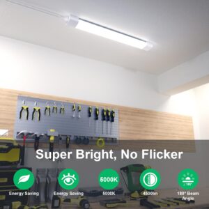 Modlicht 4FT Plug in Shop Light 2PCS, 5000K Linkable 36W Workbench Light, LED Tube Lights with Plug, 4500 LM Ceiling Closet Light for Laundry Garage Basement Kitchen