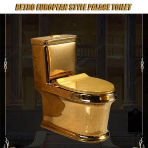 Modern Bidet Toilet One Piece Toilet, Bidet Golden Toilet Quiet Super Whirlpool, Household Creative Ceramic Toilet Gold Toilet for Hotel/Bathroom 70x60x38cm/27.6x23.6x15in A