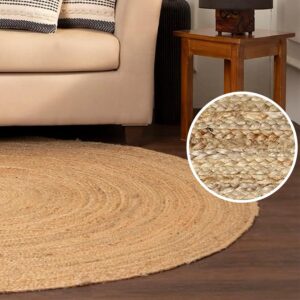 REDEARTH Round Area Rug - Hand Woven Braided 100% Natural Jute - Artisan Made Reversible Boho Jute Rugs for Bedroom - Kitchen - Living Room - Farmhouse - Aesthetic Home Decor (8' Feet - Natural)