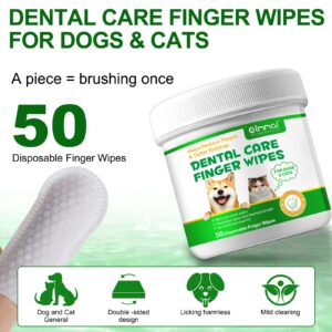 Dog Teeth Cleaning 50PCS, Pets Teeth Cleaning Wipes for Dogs & Cats, Dog Toothbrush Kit, Dog Dental Care Finger Wipes, Remove Bad Breath, Plaque & Tartar, Cleaning & Gum Care Pet Wipes