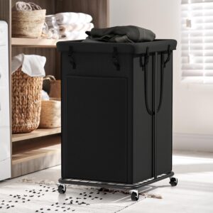 YKDIRECT 150L Large Laundry Hampers, Oxford Fabric Laundry Hampers Clothes Hampers, Metal Frame and Removable Bag Design with Wheels, Suitable for Bedroom, Bathroom, Dorm Room, Laundry Room (Black)