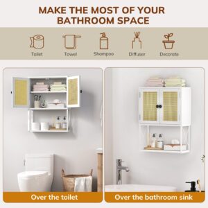 MONVANE Bathroom Cabinet Wall Mount - Bathroom Wall Cabinet with Doors and Shelves, Bathroom Medicine Cabinet for Kitchen, Bedroom and Living Room - White