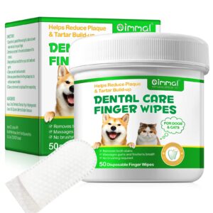 dog teeth cleaning 50pcs, pets teeth cleaning wipes for dogs & cats, dog toothbrush kit, dog dental care finger wipes, remove bad breath, plaque & tartar, cleaning & gum care pet wipes