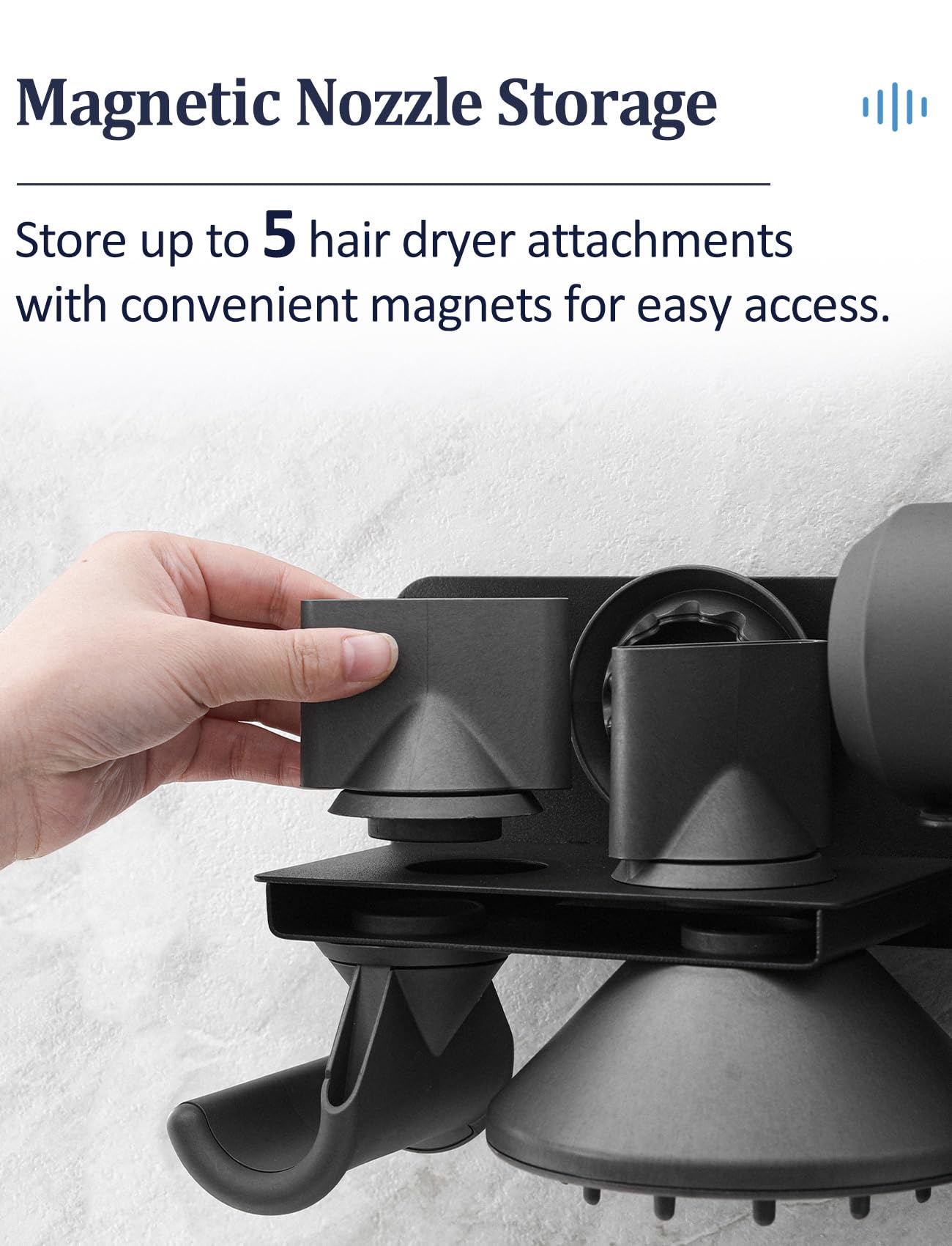 Hair Dryer Holder Wall Mount for Dyson Supersonic Airwrap Hair Dryer, Metal Blow Dryer Stand Attachments Storage for Bathroom and Salon, Black