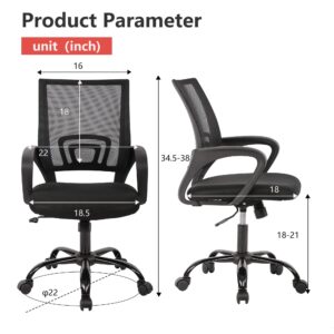 PayLessHere Office Chair Computer Chair Ergonomic Cheap Desk Chair Adjustable Comfortable Mid Back Task Rolling Swivel Chair with Lumbar Support for Home Office Desk, Black