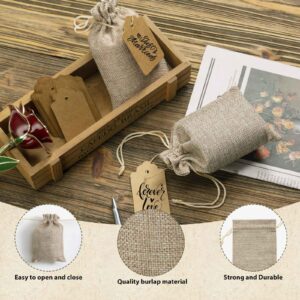 flowsac 25PCS Burlap Gift Bags With Drawstring, 4x6 Small Party Favor Gift Bags, Burlap Bags Linen Sacks Bag for Christmas, Party, Jewelry Pouches, Festival, Birthday, DIY Craft Bags