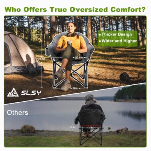 Slsy Oversized Heated Camping Chair Heats Back and Seat, Heated Portable Camp Chair with 3 Heat Levels, Heavy Duty Heated Moon Chair for Lawn, Outdoor, Picnic, Lounge Patio