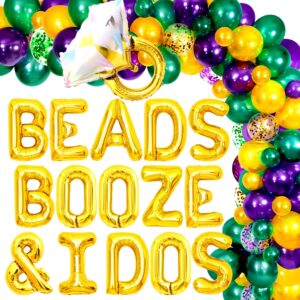 41 pcs beads booze & i dos balloons sign mardi gras party decorations mardi gras balloons new orleans bridal shower decorations bachelorette party decorations