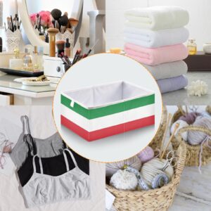 Italian Flag Cube Storage Bin,Large Collapsible Organizer Storage Basket for Home Décor 11 x 11 x 11 in