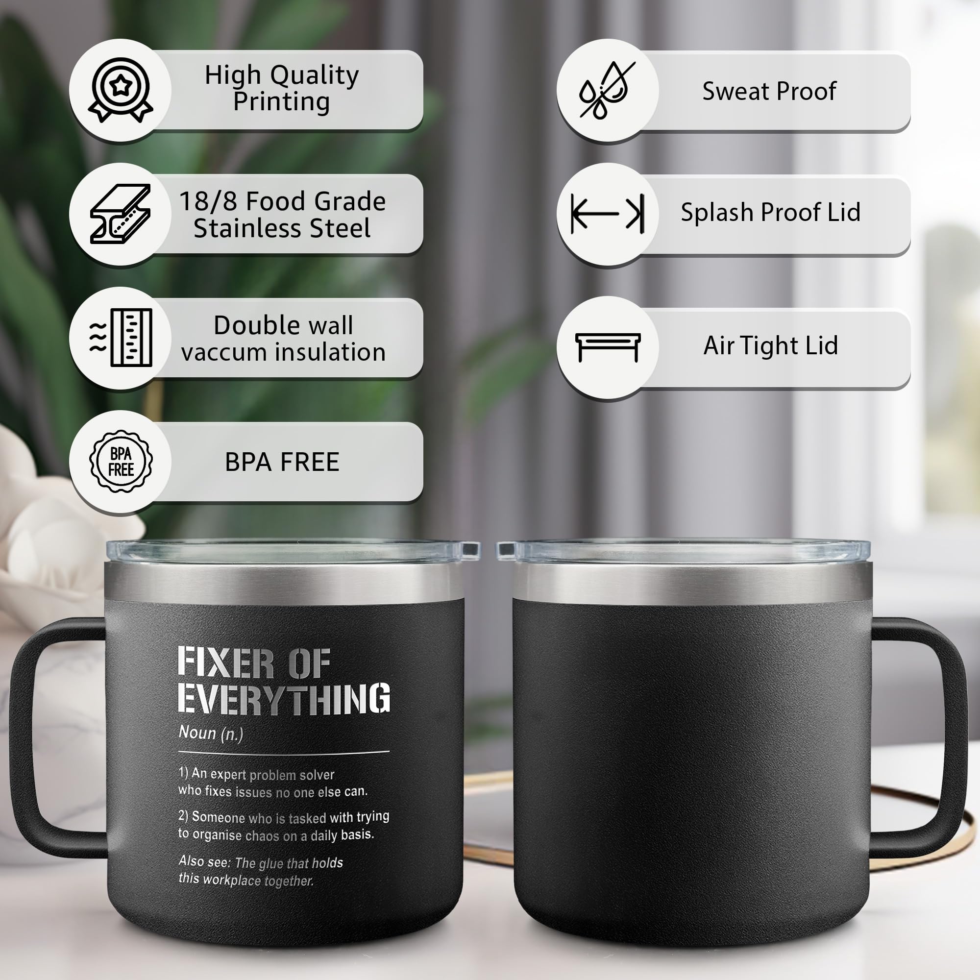 Cipustar Coworker Gifts For Men, Women, Fixer Of Everything - Christmas Appreciation Gift For Boss, Work Bestie, Husband, Dad, Mom, Grandpa - 14oz Coffee Tumbler Farewell Leaving Gift For Colleague