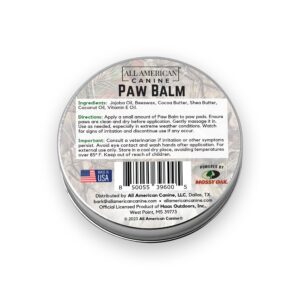 All American Canine Soothing Paw Balm with Natural Ingredients for Dog Paw Protection and Nourishment | Suitable for Active, Working, and Sporting Dogs, 4 oz