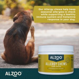 ALZOO Allergy Chews for Dogs, 100% Plant-Based Active Ingredients, Peanut Butter Flavor, 90 Count