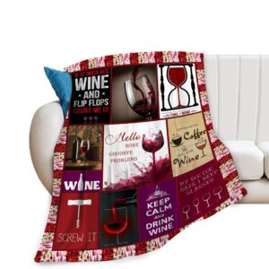 red wine blanket women gifts grapes throw blankets plush cozy flannel fleece ultra soft fuzzy party blanket for girls men boy kids adult 50"x40"