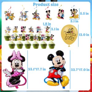 Mouse Birthday Party Supplies, Mouse Birthday Party Decorations Include Banner, Foil Balloons, Tablecloth, Latex Balloons, Stickers, Hanging Swirls, Mouse Party Favors for Fans