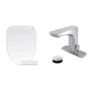 bathroom refresh bundle includes (1) bio bidet discovery dls elongated smart low-profile bidet toilet seat and (1) grove motion activated hands free bathroom faucet in chrome finish