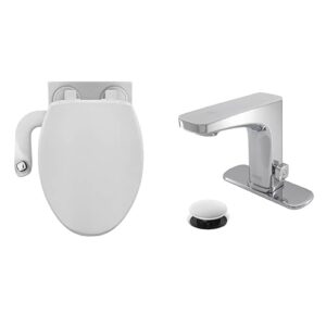 bathroom refresh bundle includes (1) bio bidet by bemis elongated toilet seat, (1) slimedge bidet attachment and (1) grove motion activated hands free bathroom faucet in chrome finish