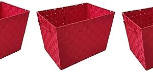 ITALIA 3-pack Large Nylon Basket Red color Size: 15 x 10 x 8" H