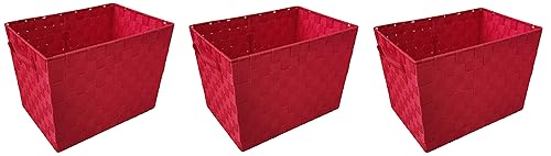 ITALIA 3-pack Large Nylon Basket Red color Size: 15 x 10 x 8" H